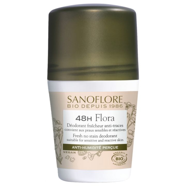 Déodorant efficacité Flora 48h bio Sanoflore - roll-on de 50 ml