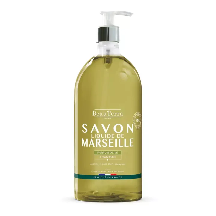 Savon de Marseille olive Beauterra - flacon-pompe de 1L