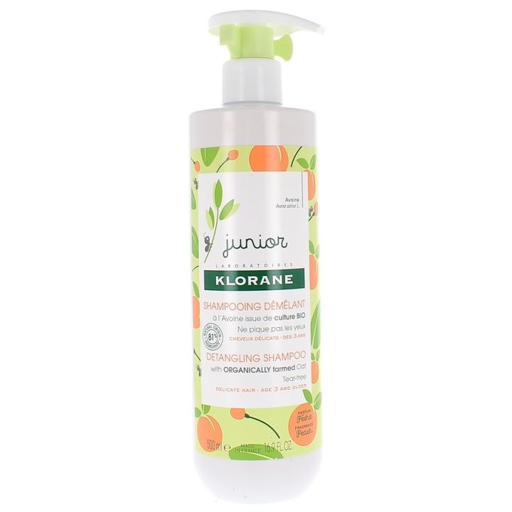 Shampoing démêlant parfum pêche junior Klorane - flacon de 500 ml