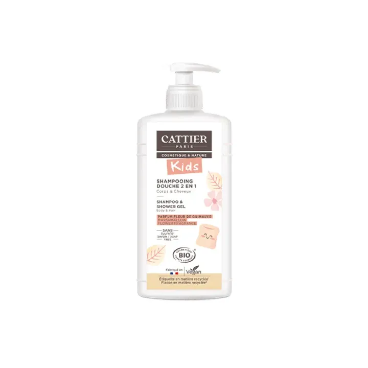 Shampooing douche 2 en 1 fleur de guimauve Cattier - flacon-pompe de 500ml