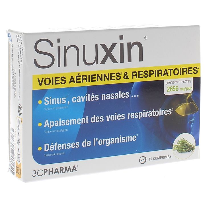 Sinuxin voies aériennes & respiratoires 3C Pharma - boite de 15 comprimés