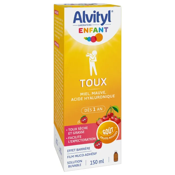 Sirop enfant toux sèche et grasse goût fruits rouges Alvityl - flacon de 150ml