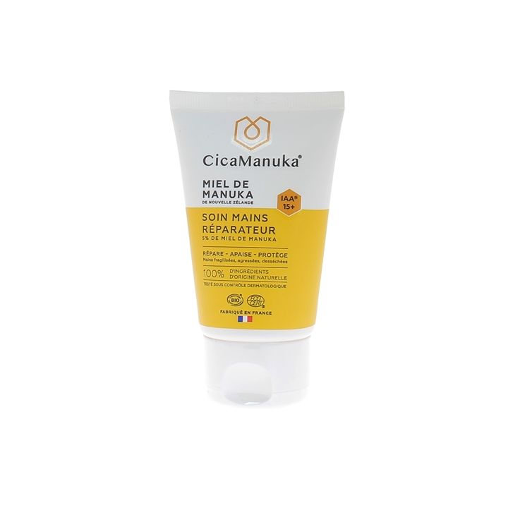 Soin mains réparateur 5% de Miel de Manuka IAA 15+ bio CicaManuka - tube de 50 ml