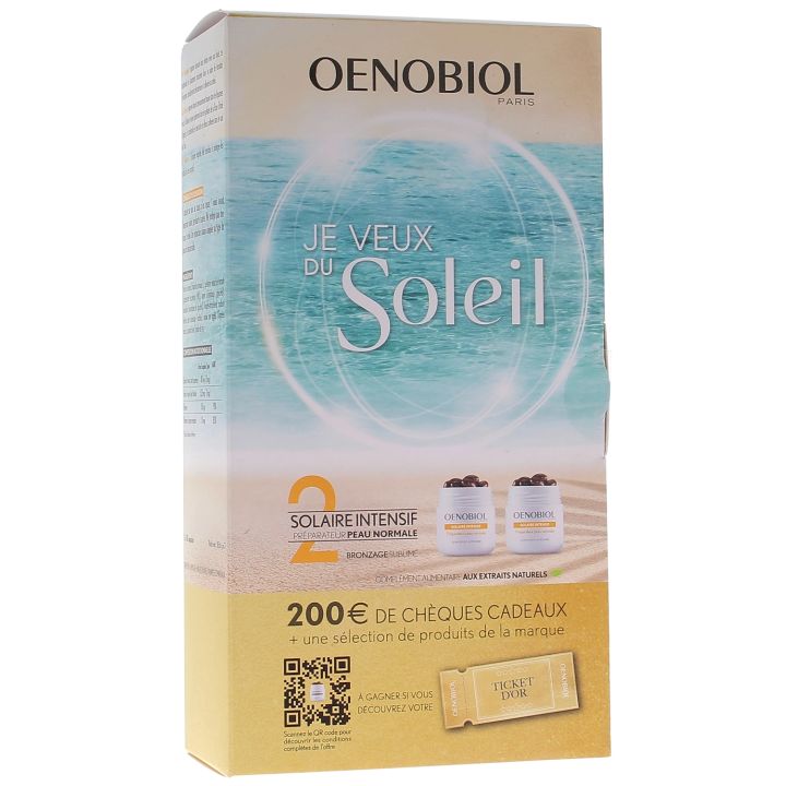 Solaire intensif préparateur peau normale Oenobiol - lot collector de 2 pots de 30 capsules