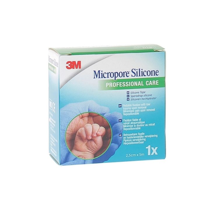 Sparadrap silicone Micropore 3M - bande de 25 mm x 5 m