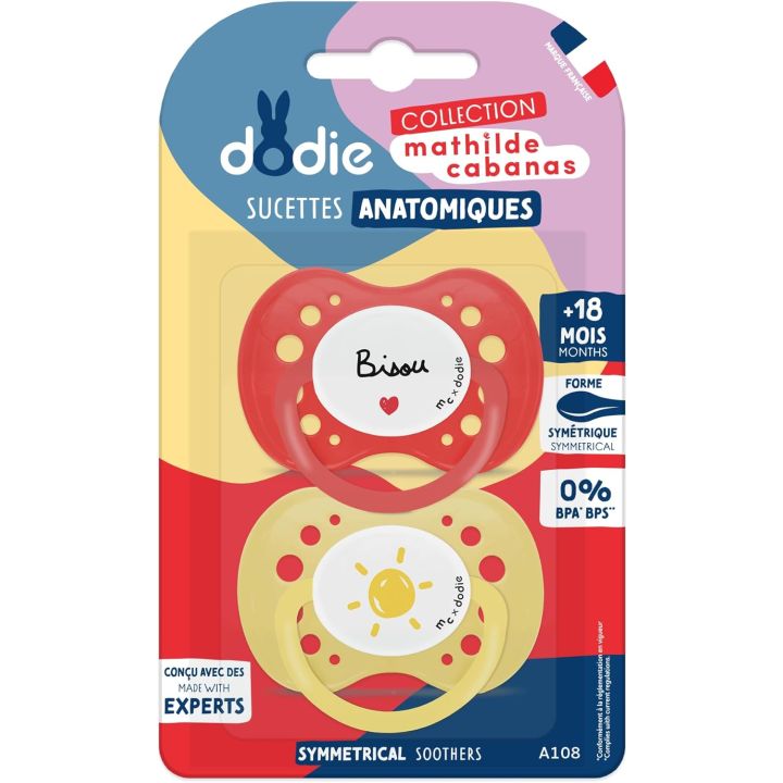 Sucettes anatomiques collection Mathilde Cabanas +18 mois Dodie - lot de 2 sucettes