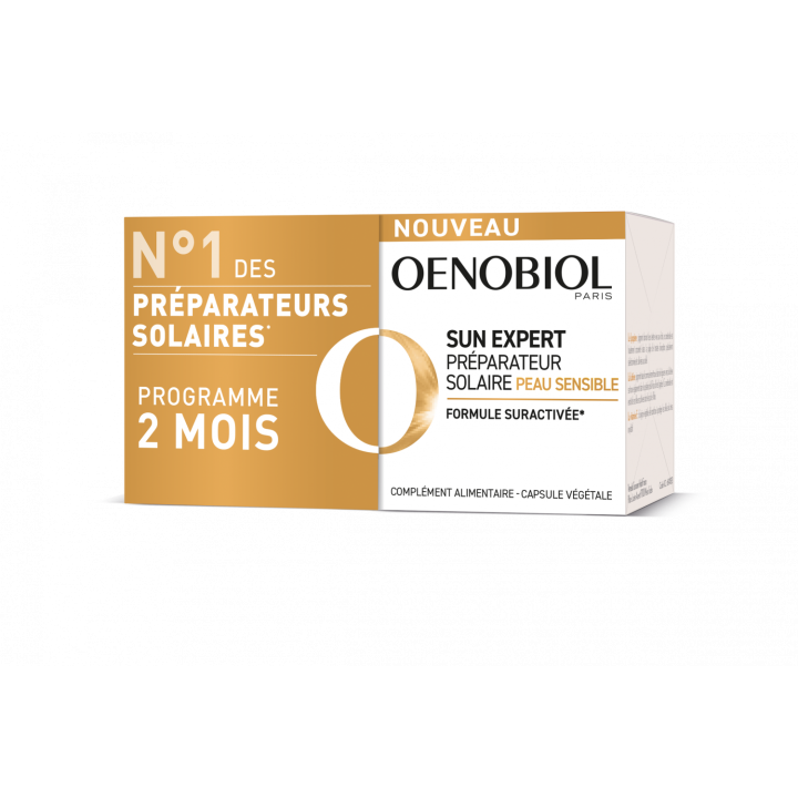 Sun Expert Préparateur solaire peau sensible Oenobiol - lot de 2 pots de 30 capsules