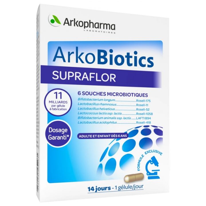 Supraflor ferments lactiques adultes & enfants Arkopharma - boite de 14 gélules