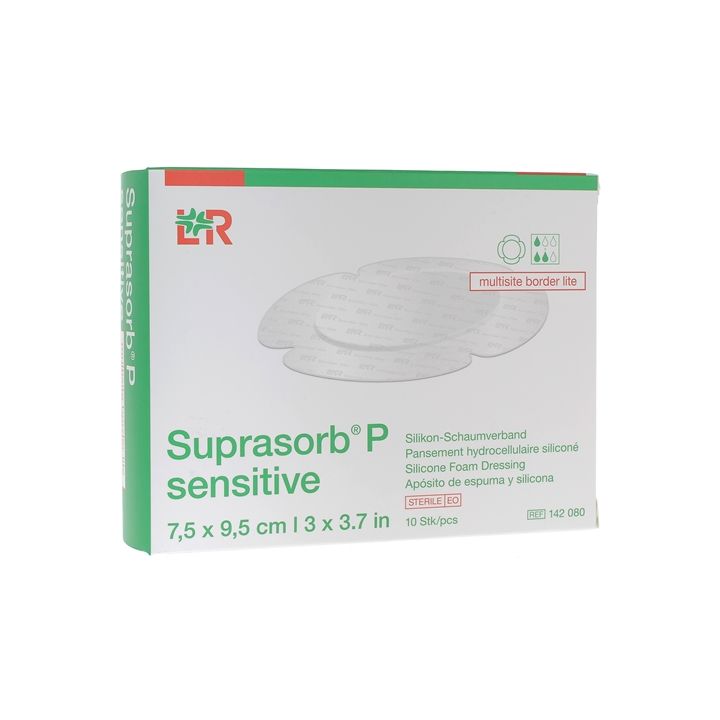 Suprasorb P Sensitive Multisite border lite 7,5 x 9,5 cm Lohmann & Rauscher - boîte de 10 unités