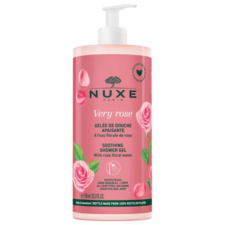 Very rose Gelée de douche apaisante Nuxe - flacon-pompe de 750 ml