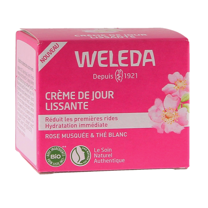 Crème de jour lissante rose musquée et thé blanc Weleda - pot de 40ml