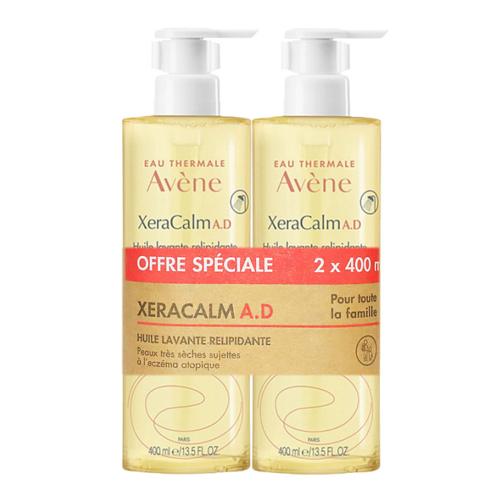 XeraCalm A.D Huile lavante relipidante Avène - lot de 2 flacons-pompe de 400ml