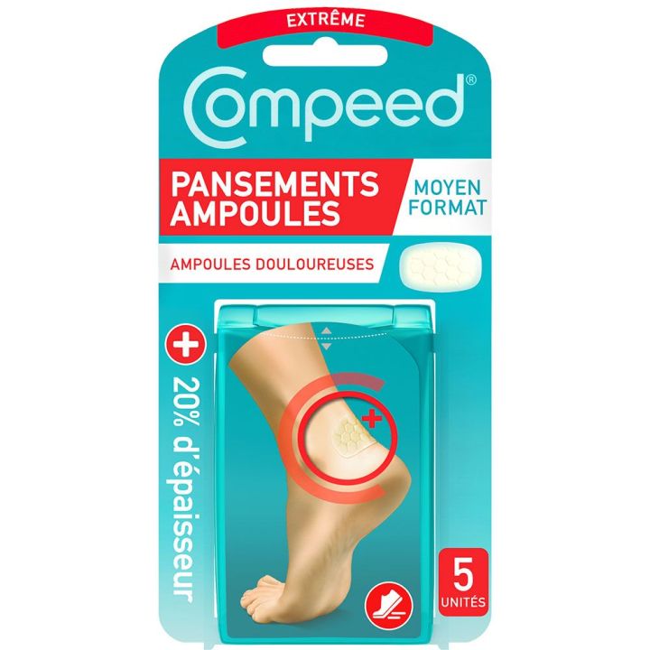 Compeed format moyen pansement talon protection renforcée - boîte de 5 pansements