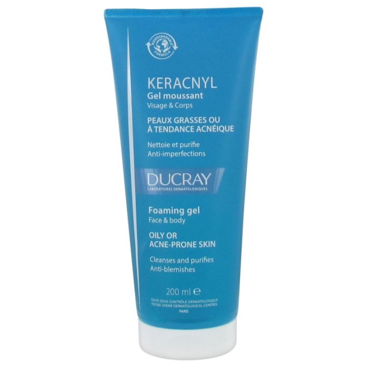 Keracnyl gel moussant visage et corps Ducray - tube de 200 ml