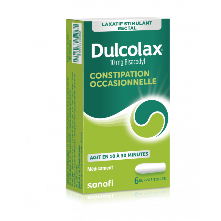 Dulcolax 10mg suppositoire - boîte de 6 suppositoires