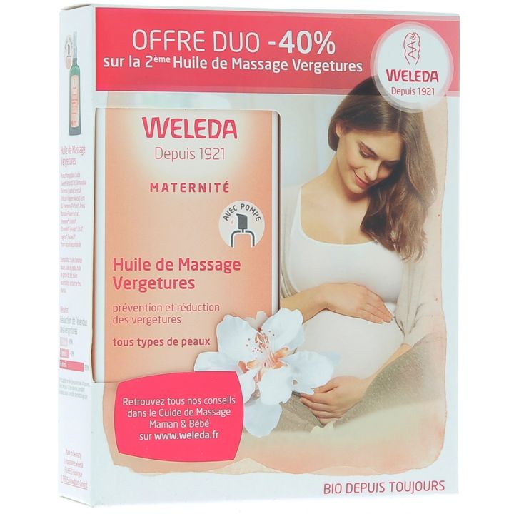 Huile de massage vergetures Weleda - Lot de 2 flacons de 100 ml