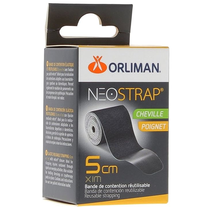 Neostrap cheville et poignet 5 cm x 1 m Orliman - Boite de 1 bande de contention réutilisable