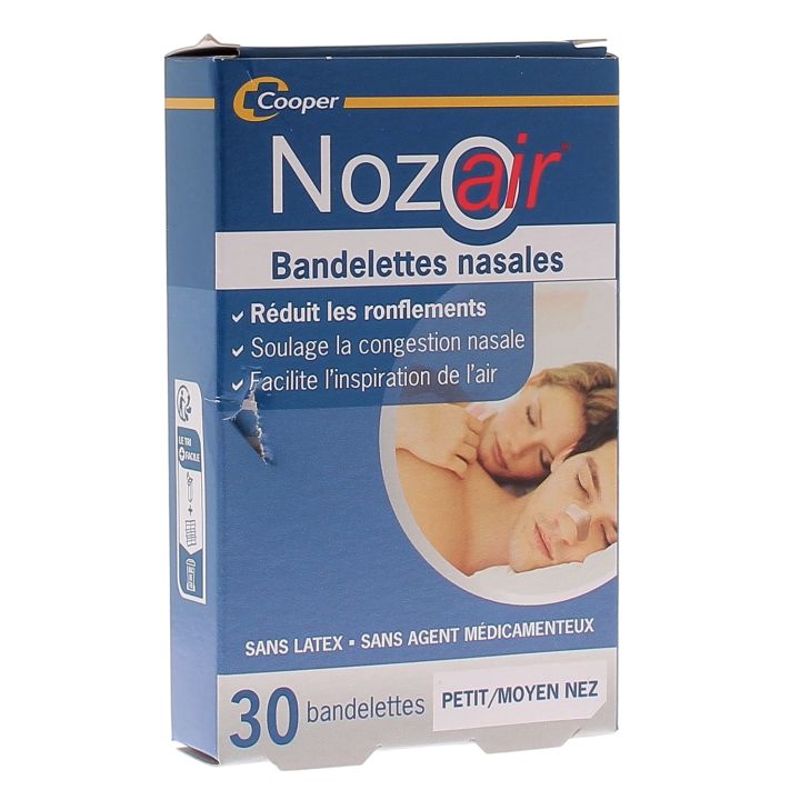 Nozoair bandelettes nasales petit/moyen nez - boite de 30 bandelettes