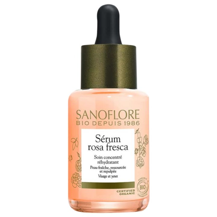 Rosa fresca concentré d'éveil ré-hydratant Sanoflore - flacon de 30 ml