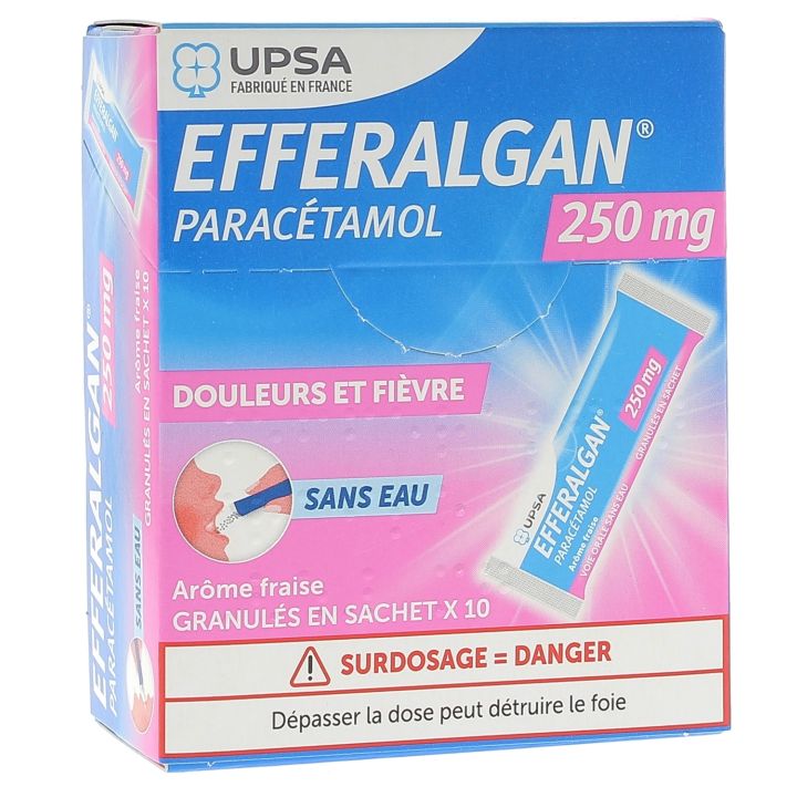 Efferalgan 250 mg fraise granulés en sachet - boite de 10 sachets