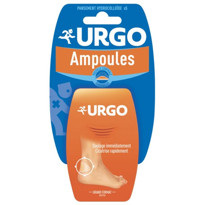 Pansements ampoules talon grand format Urgo - 5 pansements hydrocolloïdes