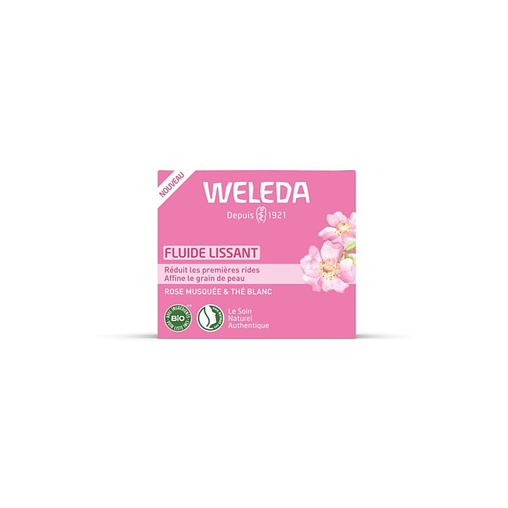 Fluide lissant rose musquée et thé blanc Weleda - pot de 40ml