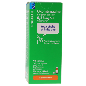 Oxomémazine 0,33mg/ml sans sucre Biogaran - flacon de 150ml