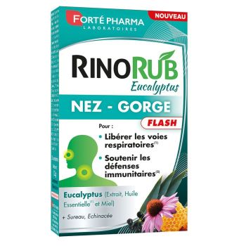 RinoRub Eucalyptus Nez et gorge flash Forté Pharma - boîte de 15 comprimés