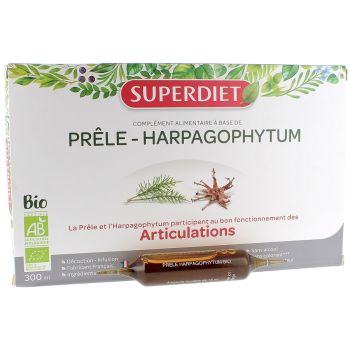 Prêle Harpagophytum Bio Super Diet - coffret 20 ampoules de 15 ml