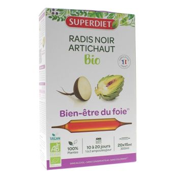 Radis noir / Artichaut Bio Super Diet - boîte de 20 ampoules de 15 ml