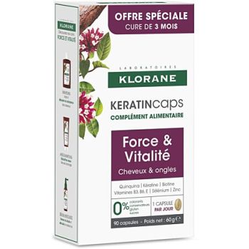 KERATINcaps force et vitalité Klorane - boîte de 90 capsules (offre spéciale 3 mois)