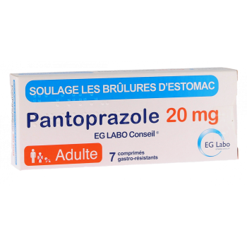 Pantoprazole 20mg EG Labo Conseil - boîte de 7 comprimés gastro-résistants