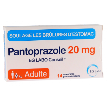 Pantoprazole 20mg EG labo - boîte de 14 comprimés gastro-résistants