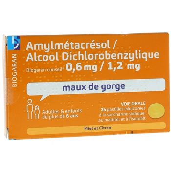 Amylmétacrésol/Alcool Dichlorobenzylique Biogaran Conseil - boîte de 24 pastilles édulcorées