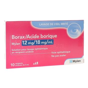 Borax/Acide borique Viatris solution pour lavage ophtalmique - boîte de 10 unidoses de 5ml