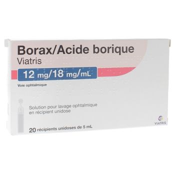 Borax/Acide Borique 12mg/18mg/ml Viatris - boîte de 20 récipients unidoses de 5ml