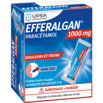 Efferalgan 1000mg arôme fruits rouges granulés en sachet - boite de 8 sachets