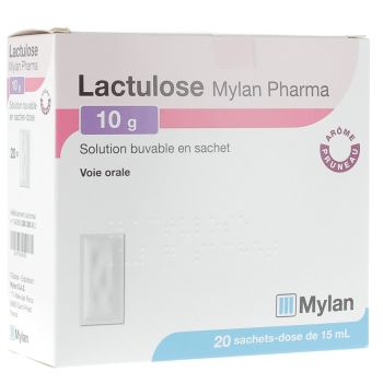 LACTULOSE MYLAN 10 g/15 ml solution buvable en sachet arôme pruneau - boite de 20 sachets-doses