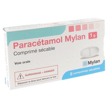 Paracétamol Mylan 1g - boîte de 8 comprimés