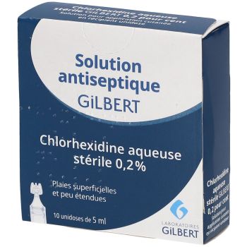 Chlorhexidine aqueuse stérile Gilbert 0,2% - boîte de 10 récipients unidoses de 5ml