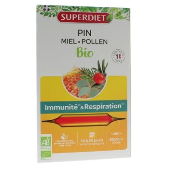 Pin miel pollen bio Super Diet - boîte de 20 ampoules