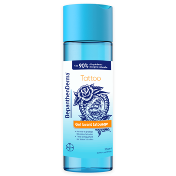 BepanthenDerma® Tattoo Gel Lavant, apaise et protège les peaux tatouées - flacon de 200ml