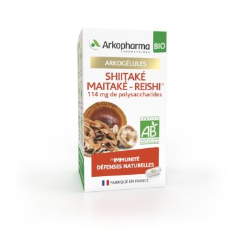 Arkogélules Shiitaké Maitaké-Reishi bio Arkopharma - boîte de 40 gélules