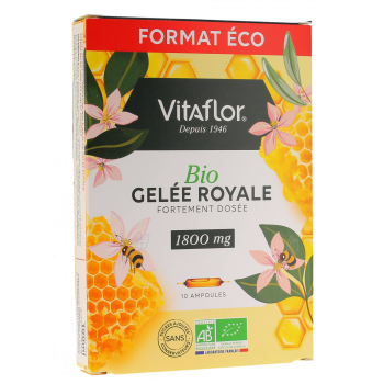 Gelée royale bio 1800mg Vitaflor - boite de 10 ampoules