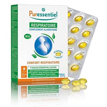 Capsules bronches aux huiles essentielles bio Puressentiel - boîte de 30 capsules