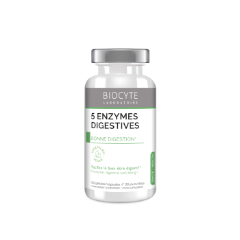 5 enzymes digestives Biocyte - 60 gélules micro-encapsulés