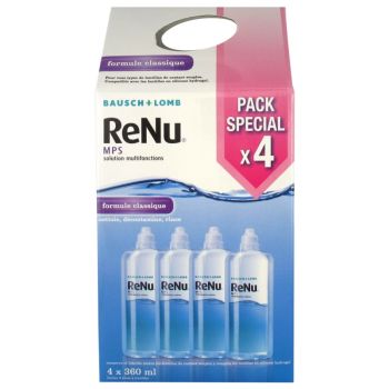 ReNu MPS Solution multifonctions formule classique Bausch Lomb - lot de 4 flacons de 360 ml