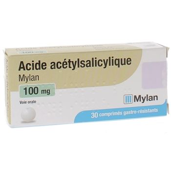 Acide Acétylsalicylique Mylan 100mg - boîte de 30 comprimés gastro-résistants