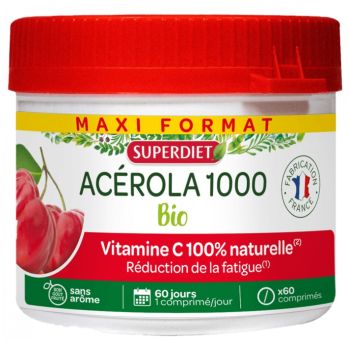 Acerola 1000 bio Super Diet - pot de 60 comprimés sécables