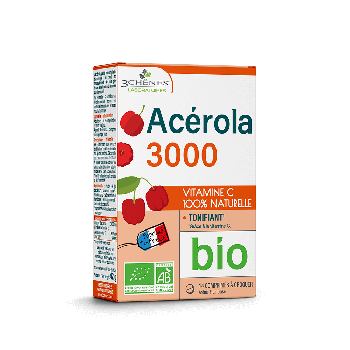 Acérola 3000 mg bio Les Trois Chênes - boîte de 14 comprimés à croquer